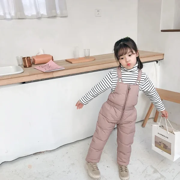 Winter Children Warm Overalls Autumn Girls Boys Thick Pants - Image 2