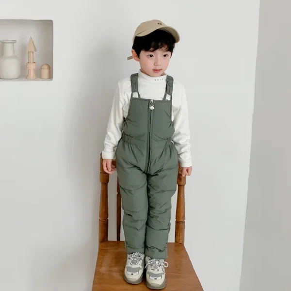 Winter Children Warm Overalls Autumn Girls Boys Thick Pants - Image 3