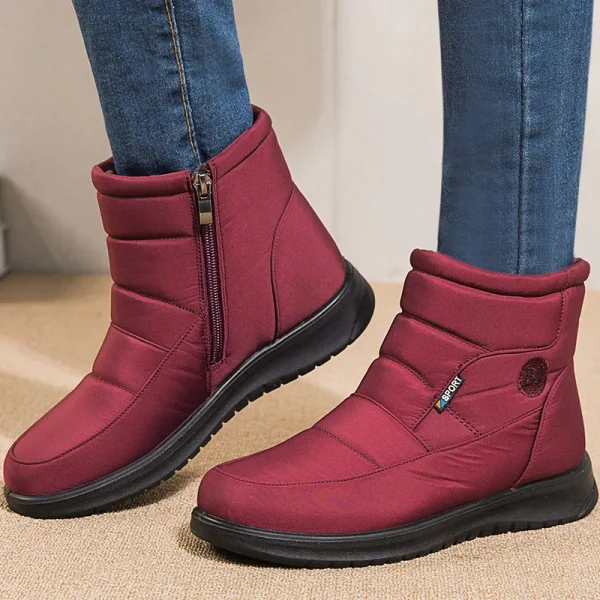 Women's Boots For Women Ankle Boots-Warm Fur Botas Mujer Waterproof-Low Heels Snow Boots - Image 4