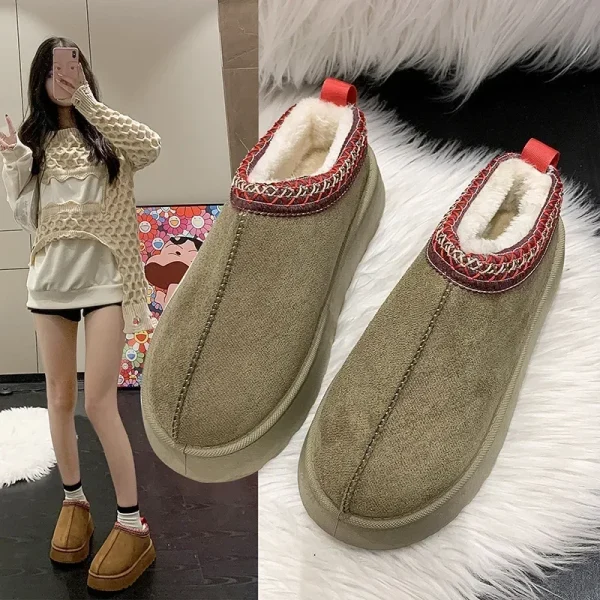 Snow Boots for Women-New Cashmere Warm Thick Soles Without Heel-covered - Image 2